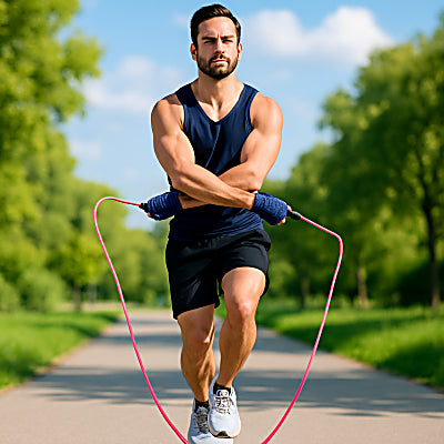 Corde a sauter facile avec roulements à billes pour une rotation rapide et fluide.