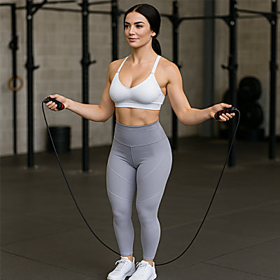 Corde a sauté avec fil d'acier et revêtement PVC résistant.
