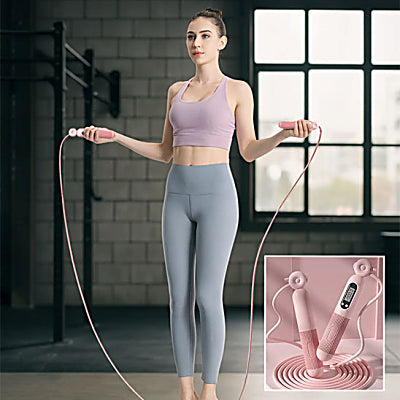 Corde a sauter avec suivi des sauts et des calories en temps réel.
